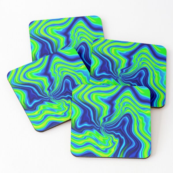 Item preview, Psychedelic Vibrant Lime Green and Blue Swirl Pattern designed and sold by MaisonMaroMara.
