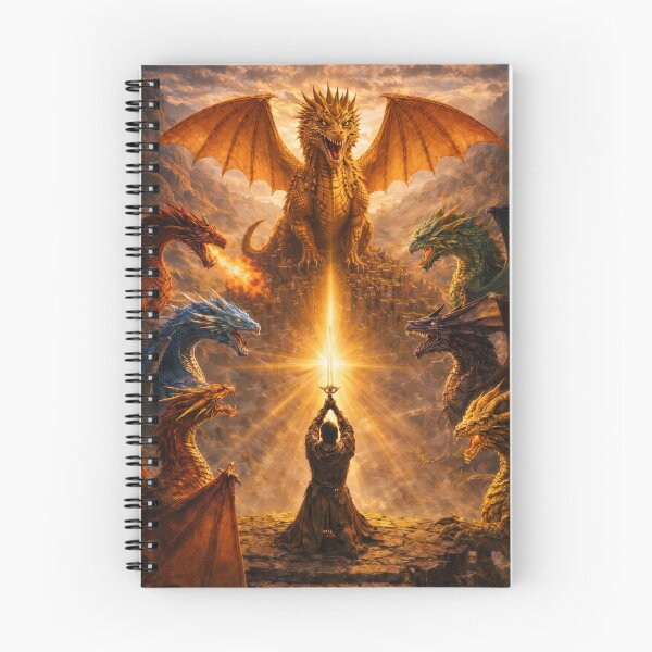 Item preview, Epic Dragon King Ritual – Warrior with Sword, Dragon Council, Fantasy Battle Scene, Legendary Dragons, High Fantasy Art, Epic Dragon Illustration designed and sold by DrakariArt.
