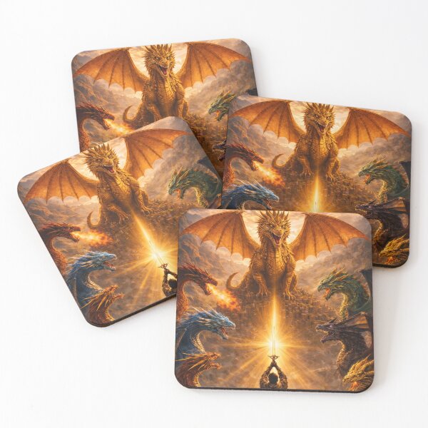 Item preview, Epic Dragon King Ritual – Warrior with Sword, Dragon Council, Fantasy Battle Scene, Legendary Dragons, High Fantasy Art, Epic Dragon Illustration designed and sold by DrakariArt.
