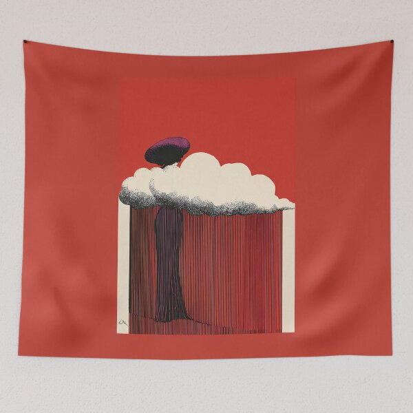 Item preview, Woman Above the Clouds – Art Deco Figurative Print Red and Black designed and sold by BestVarieties.