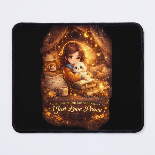 Item preview, Introverted But Not Antisocial Cat Girl Aesthetic – Cozy Reader Introvert Art, Peaceful Night Vibes Illustration designed and sold by sumodesign.