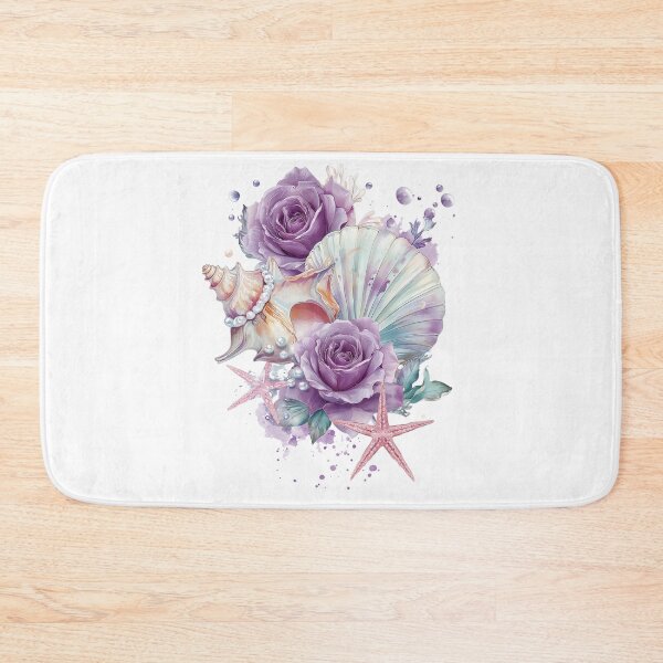 Item preview, Pastel Seashell and Purple Roses Coastal Aesthetic Elegant Ocean Floral Art designed and sold by Anastasiia Yurevych.