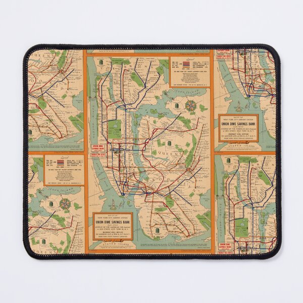 Item preview, Vintage New York City Subway Map Poster | Mid-Century Design | Union Dime Savings Bank Advertising | Historical Transit Art designed and sold by artofuniverse.