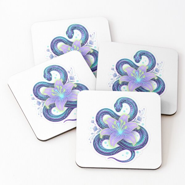 Item preview, Aesthetic Cyber Neon Snake and Lily Flower Glowing Bio-Luminescence Dark Zen designed and sold by StickyGuys.