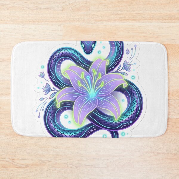 Item preview, Aesthetic Cyber Neon Snake and Lily Flower Glowing Bio-Luminescence Dark Zen designed and sold by StickyGuys.