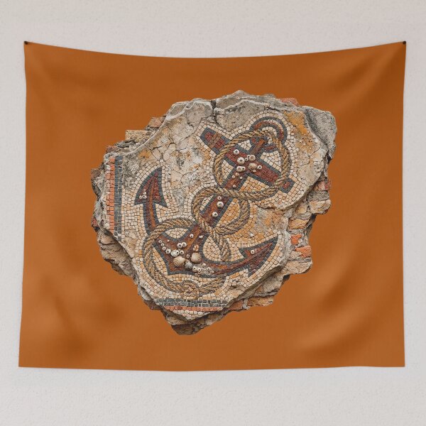 Item preview, Ancient Anchor (Roman Floor Mosaic Fragment) designed and sold by codex antique.