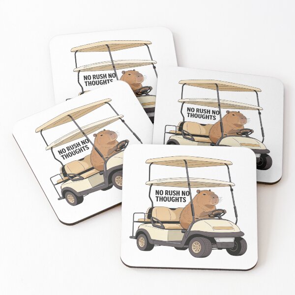 Item preview, No Rush No Thoughts Capybara Golf Cart Funny Chill Animal Meme Design designed and sold by Anastasiia Yurevych.