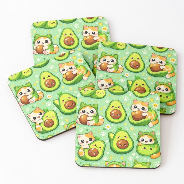 Item preview, Kawaii Avocado Cats Pattern designed and sold by aminz4.