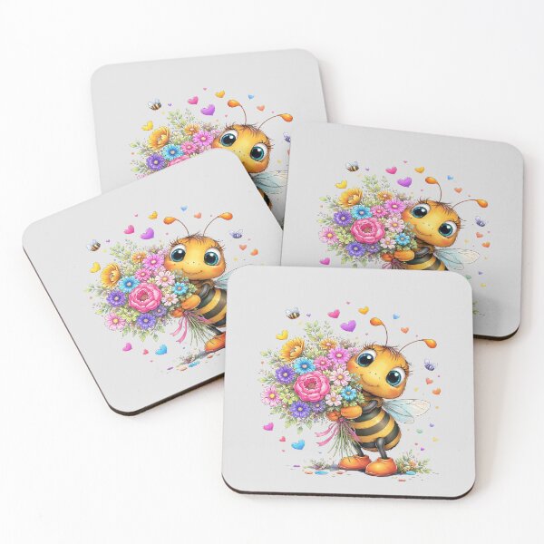 Item preview, Cute Bee with flowers floral art  designed and sold by Natart1004.