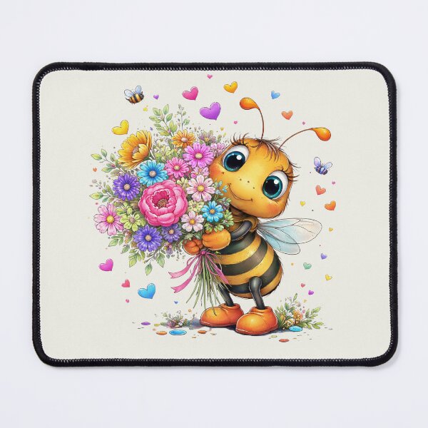 Item preview, Cute Bee with flowers floral art designed and sold by Natart1004.