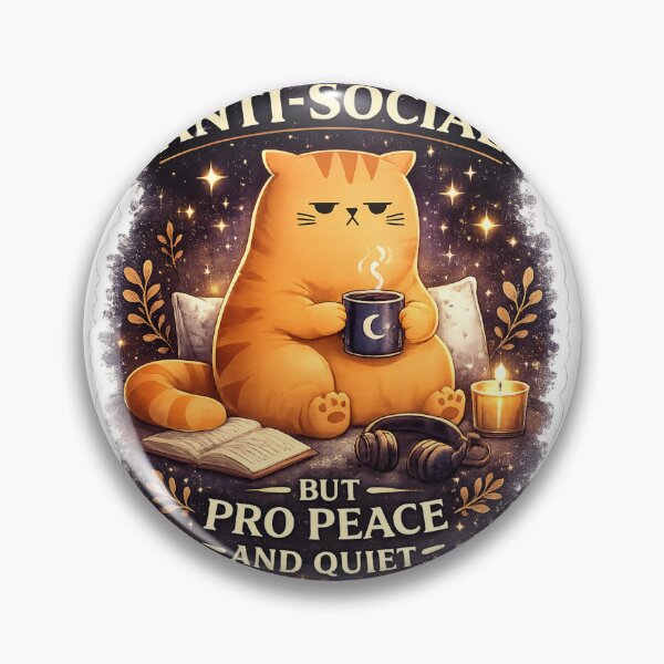 Item preview, Cozy Cat Coffee Aesthetic – Introvert Night Vibes, Quiet Life Lover, Cute Cat With Mug Illustration designed and sold by sumodesign.