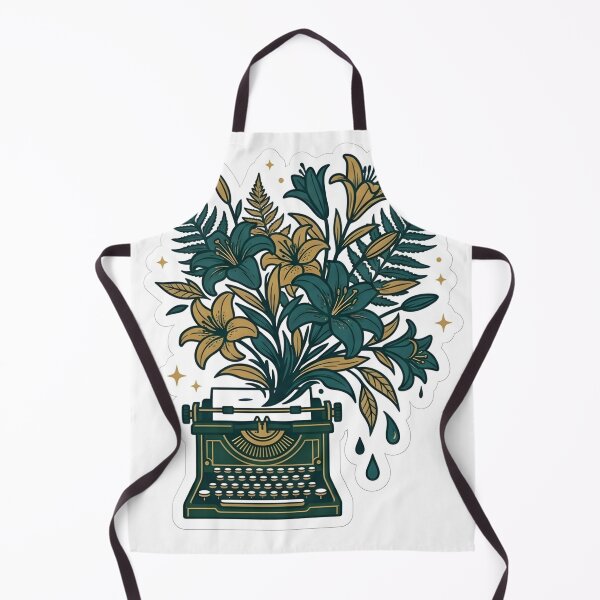 Item preview, Poet-core Muse Vintage Typewriter Floral Aesthetic Amber Gold & Teal Ink designed and sold by StickyGuys.