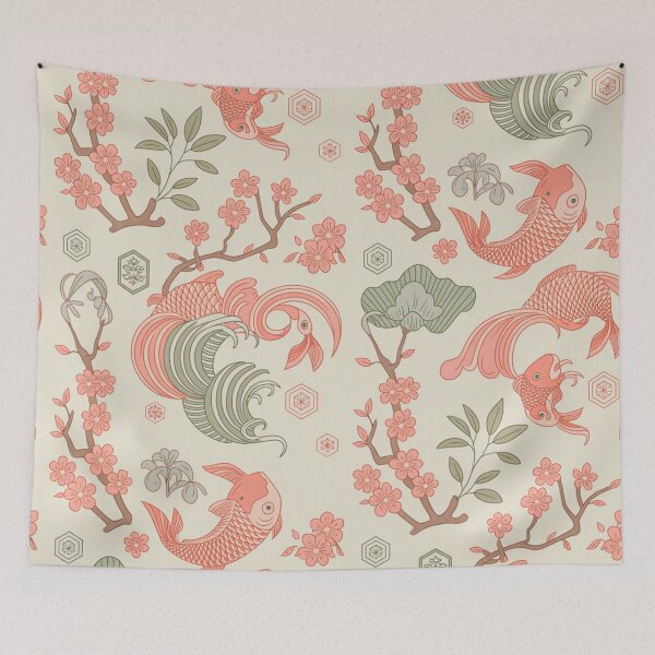 Item preview, Japanese Koi Fish Seamless Pattern – Cherry Blossoms & Sakura designed and sold by Midnight Veil Designs.