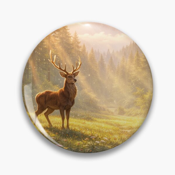 Item preview, Peaceful Deer Forest Sunlight Scene designed and sold by peacefulframes.art.