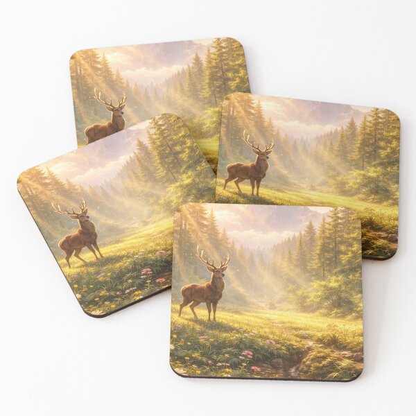 Item preview, Peaceful Deer Forest Sunlight Scene designed and sold by peacefulframes.art.