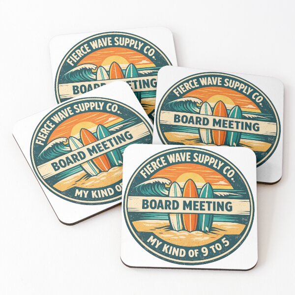 Item preview, Board Meeting Surfing Vintage Badge – Funny Surf Shirt, Beach Sticker, Surfer Gift Idea designed and sold by Fierce Wave Supply Co..