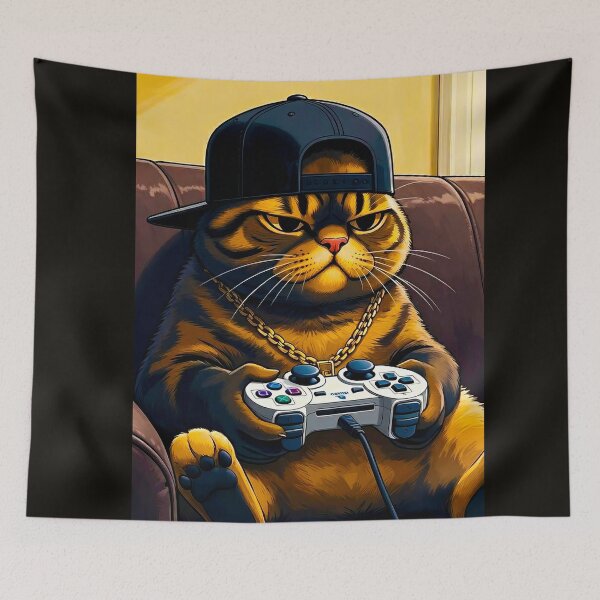 Item preview, Retro Gaming Cat – Funny Gamer Kitten designed and sold by MaisonMaroMara.