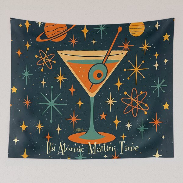 Artikelvorschau, Retro-futuristisch – Zeit für einen Atom-Martini! entworfen und verkauft von Lee Hiller Designs.