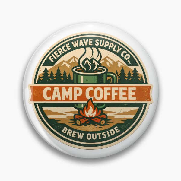 Item preview, Camp Coffee Vintage Camping Badge – Campfire Coffee Sticker, Outdoor Adventure Shirt, Camper Gift designed and sold by Fierce Wave Supply Co..