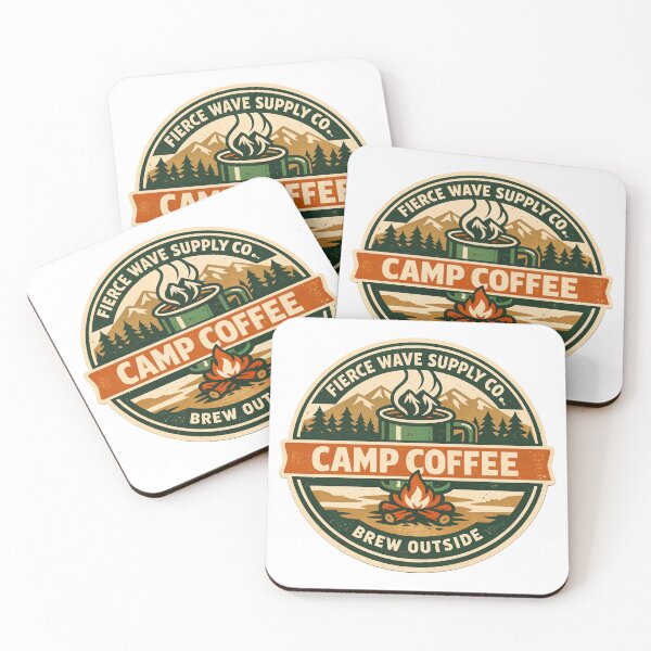 Item preview, Camp Coffee Vintage Camping Badge – Campfire Coffee Sticker, Outdoor Adventure Shirt, Camper Gift designed and sold by Fierce Wave Supply Co..