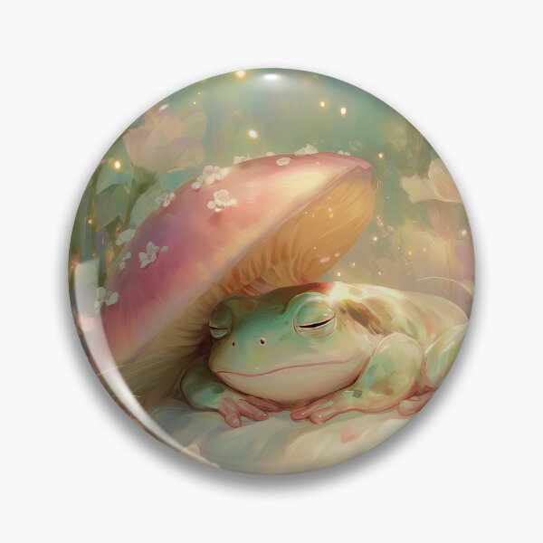 Item preview, Sweet Dreams Little Frog, Cottagecore Sleeping Frog in an Enchanted Garden designed and sold by Nyx Creates.