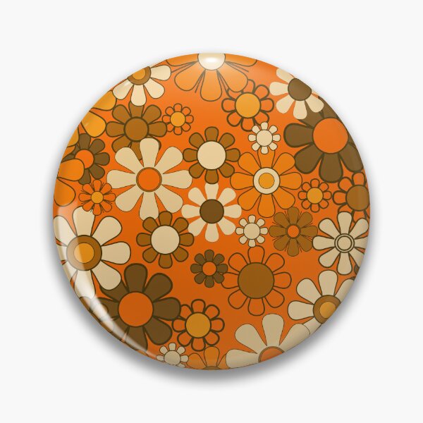 Item preview, 70s Retro Floral Pattern Groovy Garden Flowers in Orange and Brown designed and sold by kierkegaard.