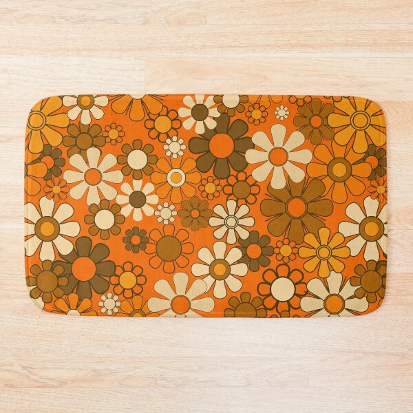 Item preview, 70s Retro Floral Pattern Groovy Garden Flowers in Orange and Brown designed and sold by kierkegaard.