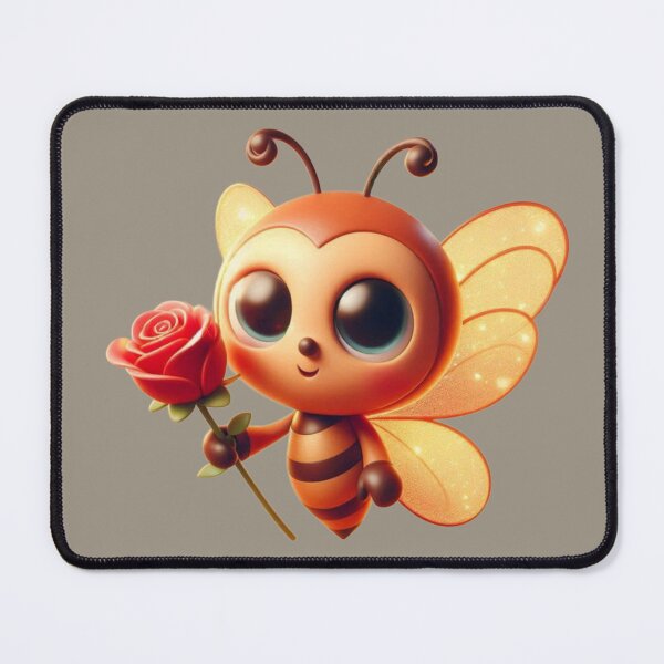 Item preview, Cute Bee Holding a Rose – Adorable Kawaii Bee Illustration designed and sold by AbeiiStore.