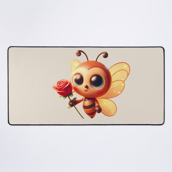 Item preview, Cute Bee Holding a Rose – Adorable Kawaii Bee Illustration designed and sold by AbeiiStore.
