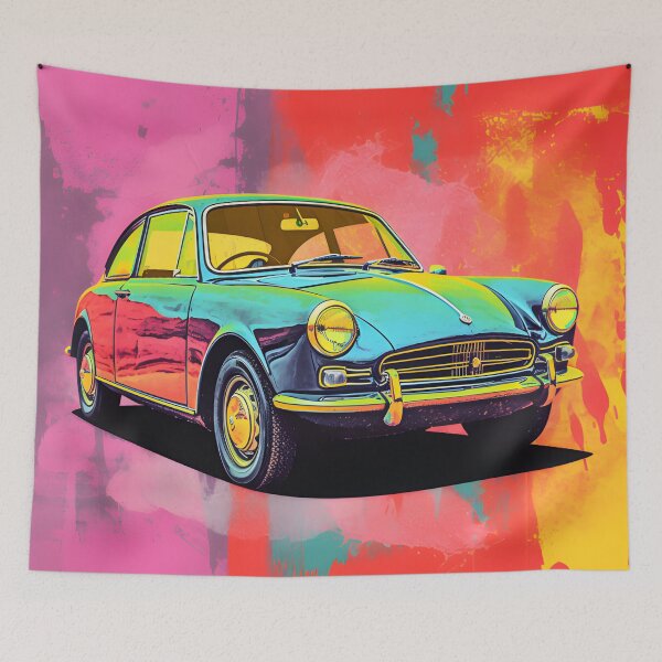 Item preview, Colorful Blue Vintage Car – Pop Art Automotive Design designed and sold by ArtFireGallery.
