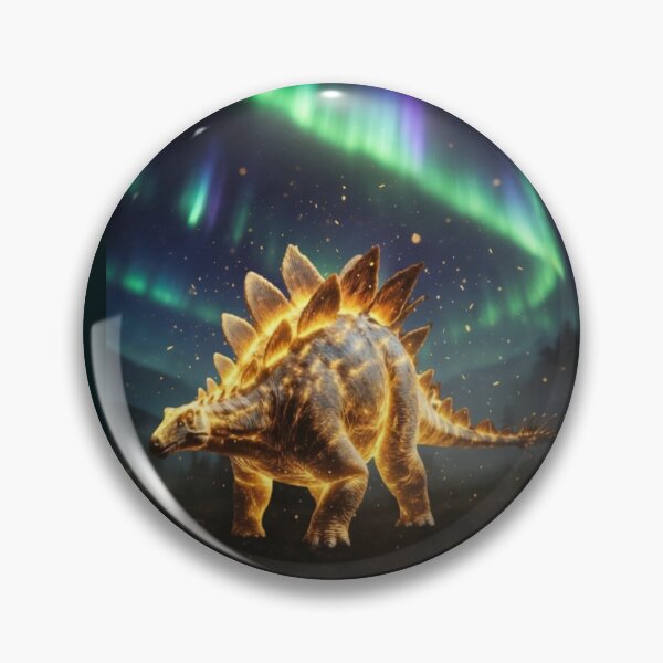 Item preview, Glowing Stegosaurus Under Aurora Borealis Northern Lights Dinosaur designed and sold by Syrupulse.