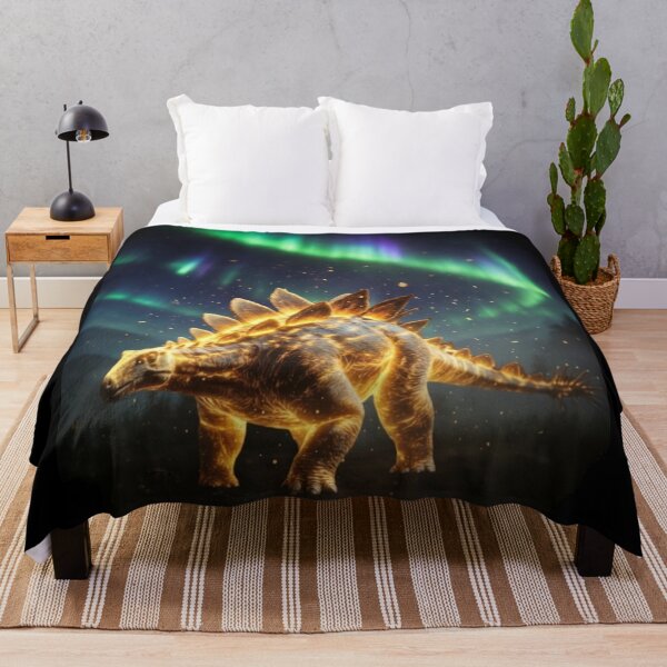Item preview, Glowing Stegosaurus Under Aurora Borealis Northern Lights Dinosaur designed and sold by Syrupulse.