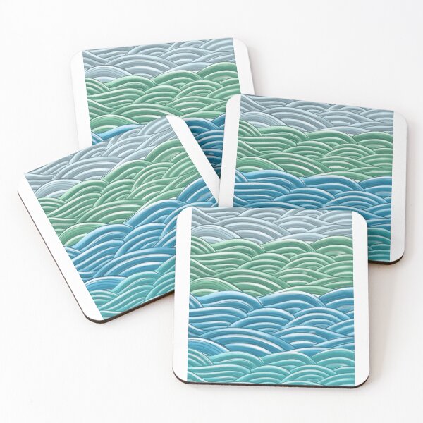 Item preview, Emerald Green Japanese Wave Pattern - Minimalist Fluid Art designed and sold by ​Jyoti Digital Artist.