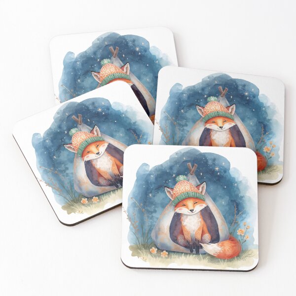 Item preview, Cute Watercolor Fox Camping Under Starry Night designed and sold by Calm.Mind_Studio .