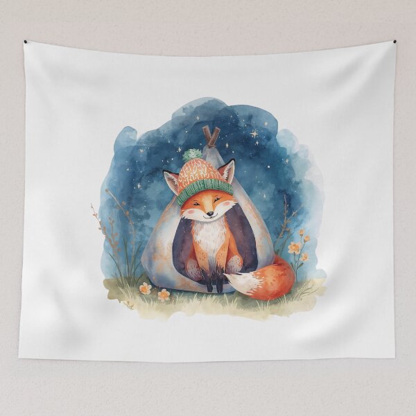 Item preview, Cute Watercolor Fox Camping Under Starry Night designed and sold by Calm.Mind_Studio .