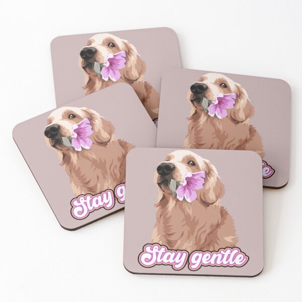 Item preview, Stay Gentle – Golden Retriever with Pink Flower designed and sold by UUniqueIImprint.