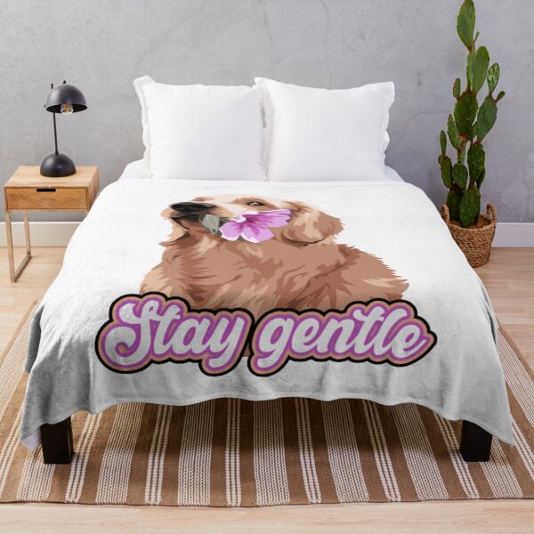 Item preview, Stay Gentle – Golden Retriever with Pink Flower designed and sold by UUniqueIImprint.
