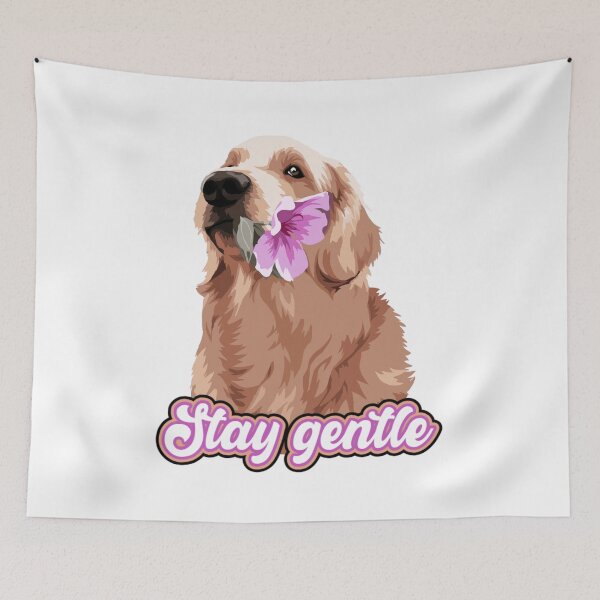 Item preview, Stay Gentle – Golden Retriever with Pink Flower designed and sold by UUniqueIImprint.