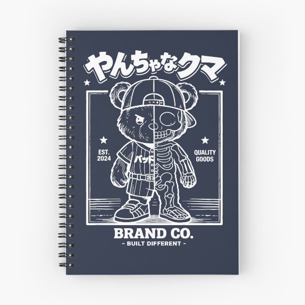 Item preview, 31 Cute Chibi Bear Skull  Batter Tee Kawaii Yancha na Kuma Mischievous Bear (Black and White)  designed and sold by KUMAINK.