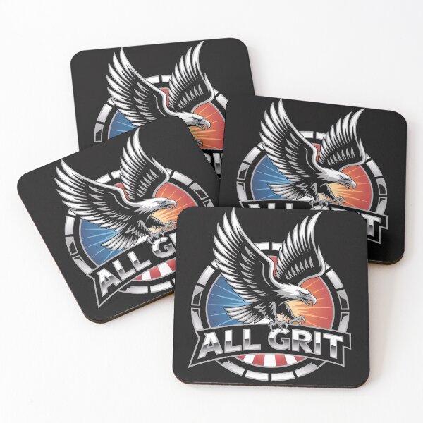 Item preview, All Grit Chrome Eagle Emblem Patriotic Double Ring Badge designed and sold by OldGloryForge.
