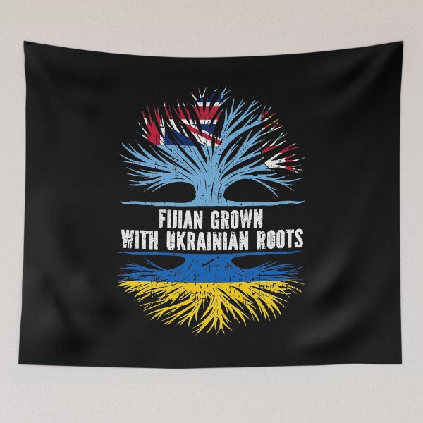 Item preview, Fijian Grown with Ukrainian Roots Flag designed and sold by CosmoKitsch.