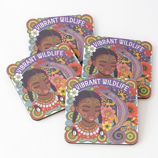 Item preview, girl with a lizard in the style of aboriginal art designed and sold by Stellar Geometry.
