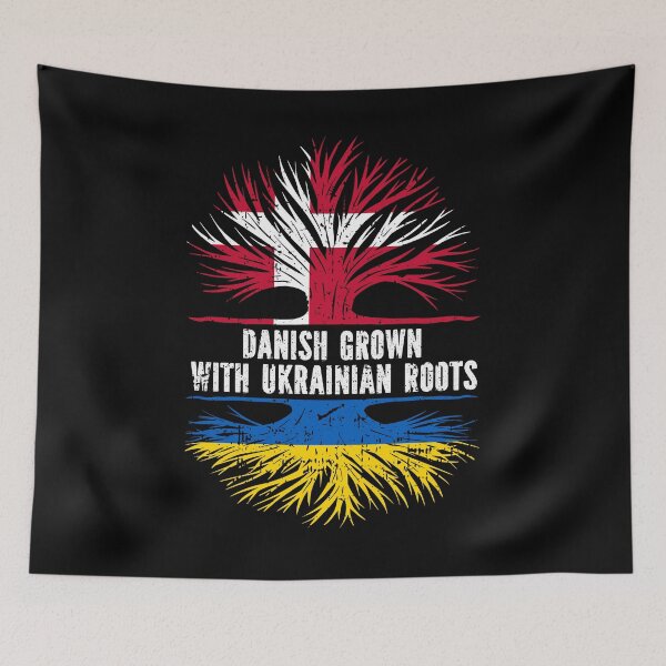 Item preview, Danish Grown with Ukrainian Roots Flag designed and sold by CosmoKitsch.