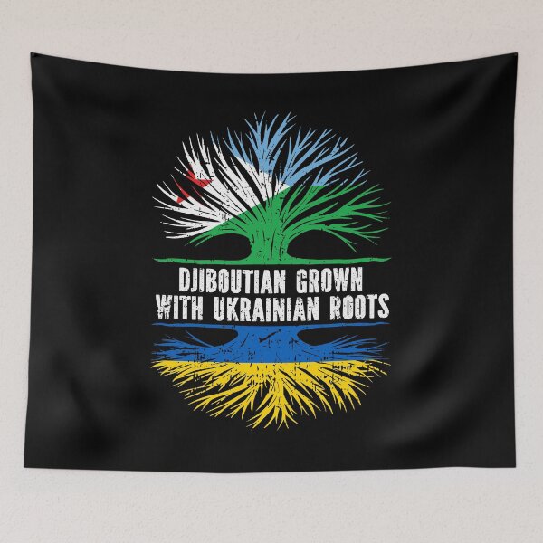 Item preview, Djiboutian Grown with Ukrainian Roots Flag designed and sold by CosmoKitsch.