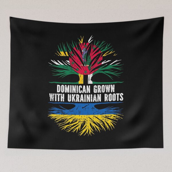 Item preview, Dominican Grown with Ukrainian Roots Flag designed and sold by CosmoKitsch.