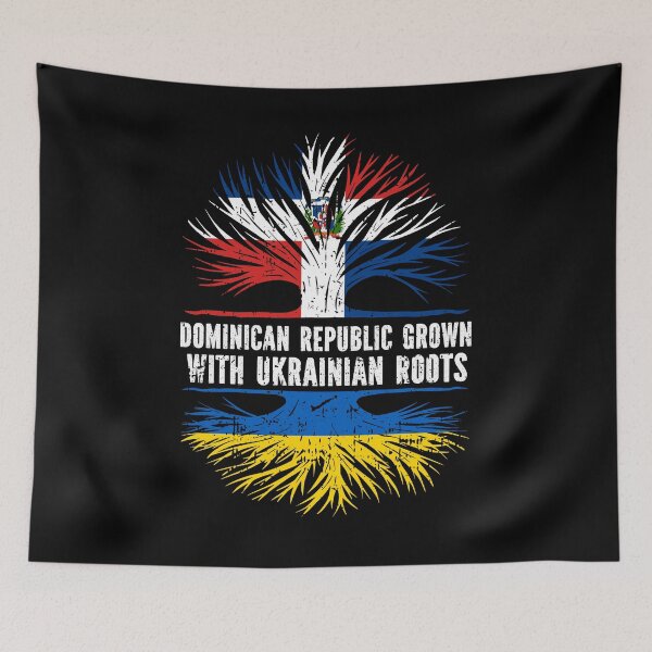 Item preview, Dominican Republic Grown with Ukrainian Roots Flag designed and sold by CosmoKitsch.