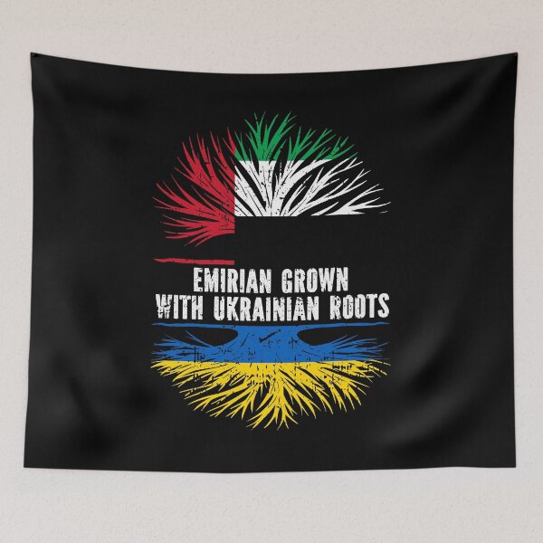 Item preview, Emirian Grown with Ukrainian Roots Flag designed and sold by CosmoKitsch.