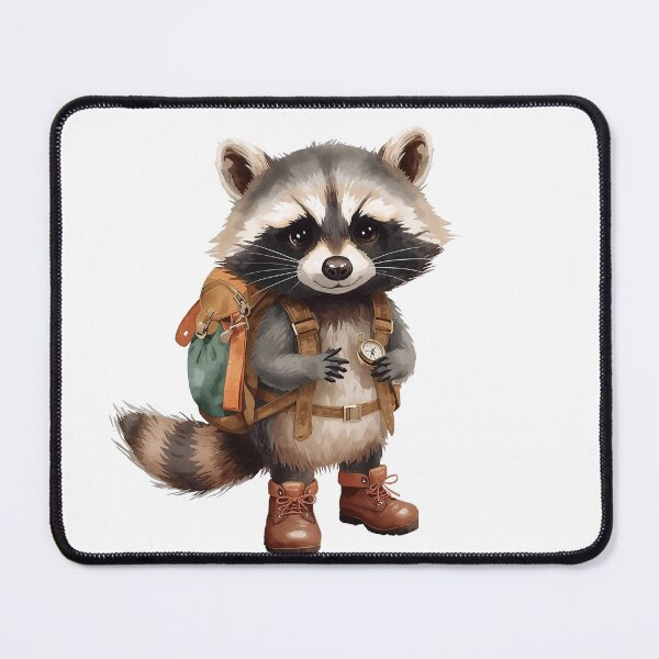 Item preview, Cute Hiking Raccoon with Backpack and Compass designed and sold by Calm.Mind_Studio .
