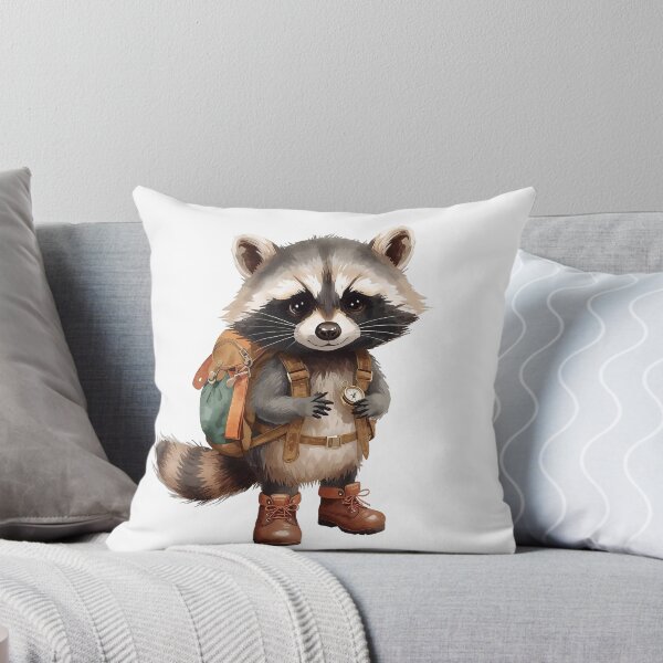 Item preview, Cute Hiking Raccoon with Backpack and Compass designed and sold by Calm.Mind_Studio .