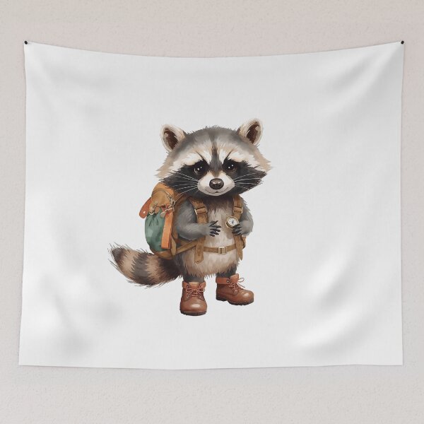 Item preview, Cute Hiking Raccoon with Backpack and Compass designed and sold by Calm.Mind_Studio .